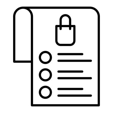 Alışveriş Listesi satır simgesi, Basit Siyah ve Beyaz Vektör İllüstrasyonu