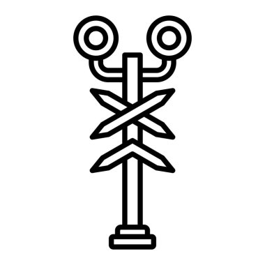 Trafik Işığı Simgesi, Basit Siyah ve Beyaz Vektör İllüstrasyonu