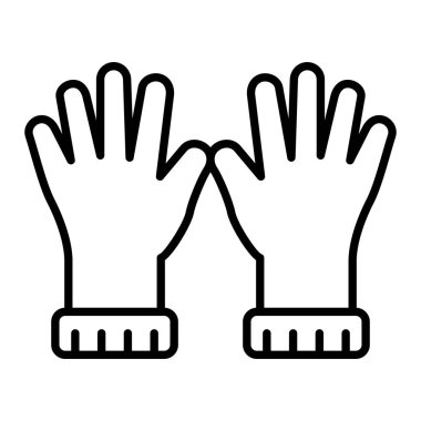 Eldiven Simgesi, Basit Siyah ve Beyaz Vektör İllüstrasyonu