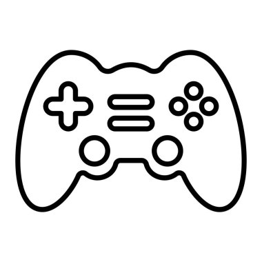 Oyun Konsolu Simgesi, Basit Siyah ve Beyaz Vektör İllüstrasyonu