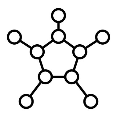Moleküller Simgesi, Basit Siyah ve Beyaz Vektör İllüstrasyonu