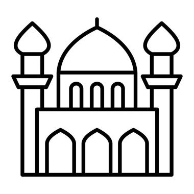 Cami Simgesi, Basit Siyah ve Beyaz Vektör İllüstrasyonu