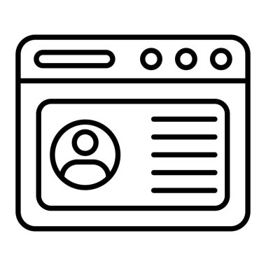 Profil Simgesi, Basit Siyah ve Beyaz Vektör İllüstrasyonu