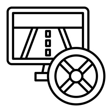 Simülatör Simgesi, Basit Siyah ve Beyaz Vektör İllüstrasyonu