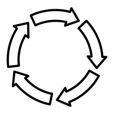 Döngü Simgesi, Basit Siyah ve Beyaz Vektör İllüstrasyonu