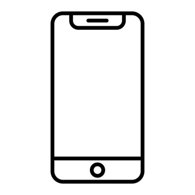 Akıllı Telefon Simgesi, Basit Siyah ve Beyaz Vektör İllüstrasyonu