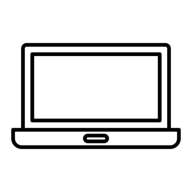 dizüstü bilgisayar Simgesi, Basit Siyah ve Beyaz Vektör İllüstrasyonu