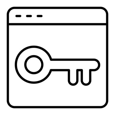 Anahtar Kelime Simgesi, Basit Siyah ve Beyaz Vektör İllüstrasyonu