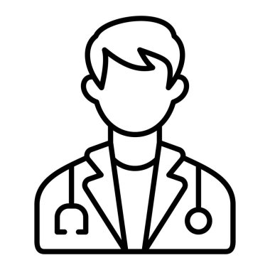 Doktor çizgisi simgesi, Basit Siyah ve Beyaz Vektör İllüstrasyonu