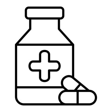 Uyuşturucu Simgesi, Basit Siyah ve Beyaz Vektör İllüstrasyonu