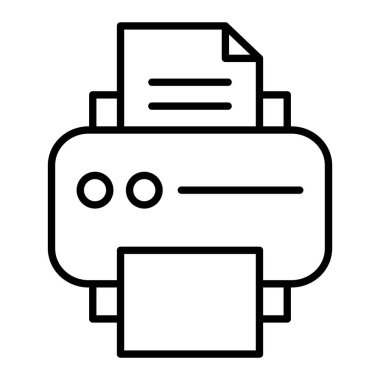 Yazıcı Simgesi, Basit Siyah ve Beyaz Vektör İllüstrasyonu