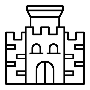 Çin Seddi Simgesi, Basit Siyah ve Beyaz Vektör İllüstrasyonu