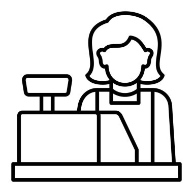 Kasiyer satırı simgesi, Basit Siyah ve Beyaz Vektör İllüstrasyonu