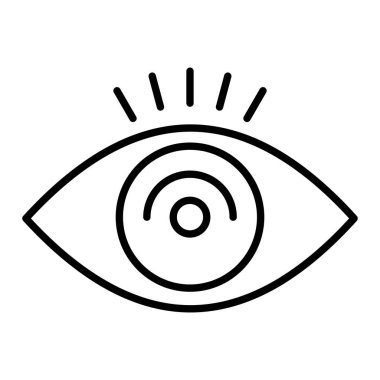 Vizyon Simgesi, Basit Siyah ve Beyaz Vektör İllüstrasyonu