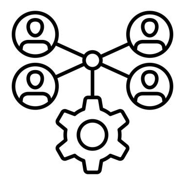 Yönetim çizgisi simgesi, Basit Siyah ve Beyaz Vektör İllüstrasyonu
