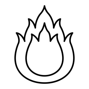 Ateş Simgesi, Basit Siyah ve Beyaz Vektör İllüstrasyonu