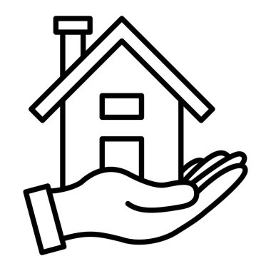 El Simgesi, Basit Siyah ve Beyaz Vektör İllüstrasyonu