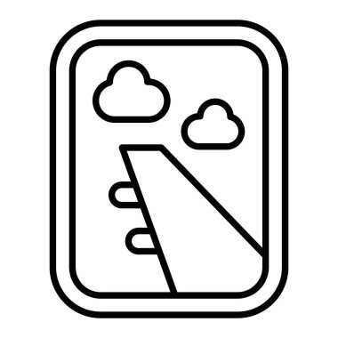 Pencere Simgesi Basit Siyah ve Beyaz Vektör İllüstrasyonu