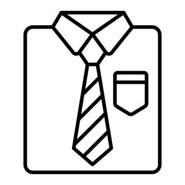 Gömlek Simgesi, Basit Siyah ve Beyaz Vektör İllüstrasyonu