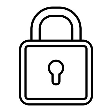 Simgeyi Kilitle, Basit Siyah ve Beyaz Vektör İllüstrasyonu