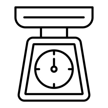 Ağırlık Ölçekleme Simgesi, Basit Siyah ve Beyaz Vektör İllüstrasyonu