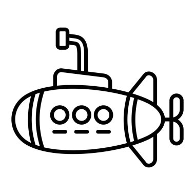 Denizaltı Simgesi, Basit Siyah ve Beyaz Vektör İllüzyonu