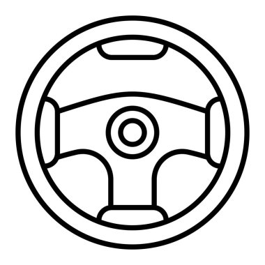 Direksiyon Simgesi, Basit Siyah ve Beyaz Vektör İllüstrasyonu