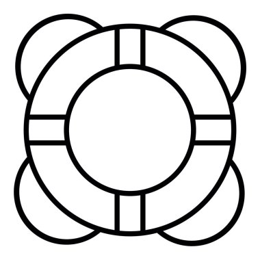 Lifebuoy çizgisi simgesi, Basit Siyah ve Beyaz Vektör İllüstrasyonu