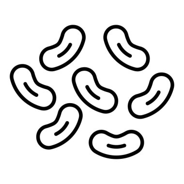 Siyah fasulye çizgisi simgesi, Basit Siyah ve Beyaz Vektör İllüstrasyonu