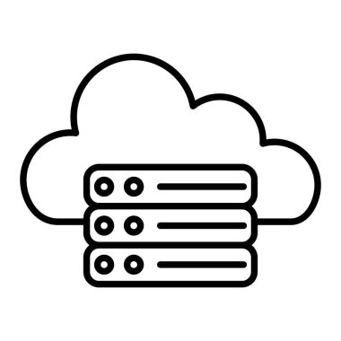 Bulut Hesaplama Simgesi, Basit Siyah ve Beyaz Vektör İllüstrasyonu