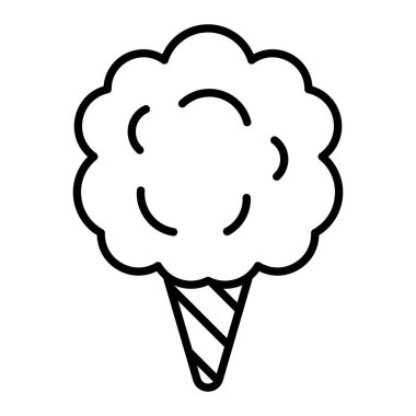 Pamuk Şeker Simgesi, Basit Siyah ve Beyaz Vektör İllüstrasyonu