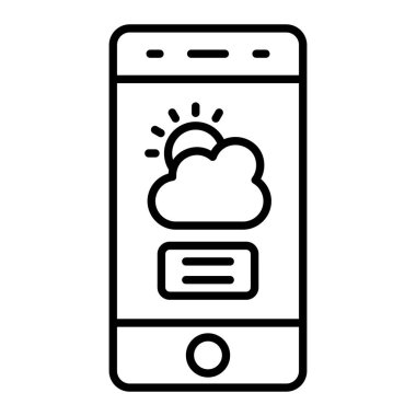 Hava Durumu Uygulaması Simgesi, Basit Siyah ve Beyaz Vektör İllüstrasyonu