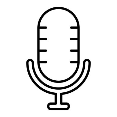 Mikrofon Simgesi, Basit Siyah ve Beyaz Vektör İllüstrasyonu