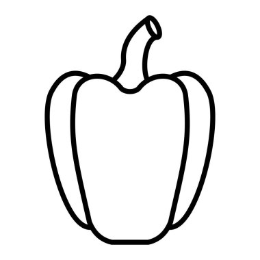 Capsicum Simgesi, Basit Siyah ve Beyaz Vektör İllüstrasyonu
