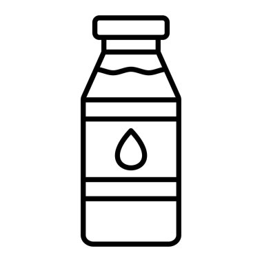 Süt Simgesi, Basit Siyah ve Beyaz Vektör İllüstrasyonu