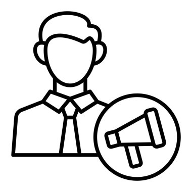 Kampanya çizgisi simgesi, Basit Siyah ve Beyaz Vektör İllüstrasyonu