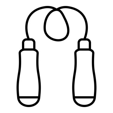 İp Simgesi Atlama, Basit Siyah ve Beyaz Vektör İllüstrasyonu