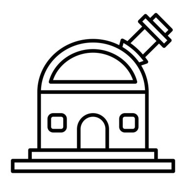 Gözlemevi Simgesi, Basit Siyah ve Beyaz Vektör İllüstrasyonu