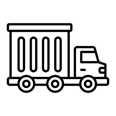 Konteynır çizgisi simgesi, Basit Siyah ve Beyaz Vektör İllüstrasyonu