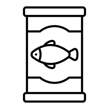 Konserve Gıda Çizgisi simgesi, Basit Siyah ve Beyaz Vektör İllüstrasyonu