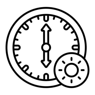 Sabah Zaman Çizgisi simgesi, Basit Siyah ve Beyaz Vektör İllüstrasyonu