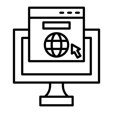 Tarayıcı Simgesi, Basit Siyah ve Beyaz Vektör İllüstrasyonu