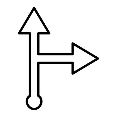 Sağa Git Simgesi, Basit Siyah ve Beyaz Vektör İllüstrasyonu