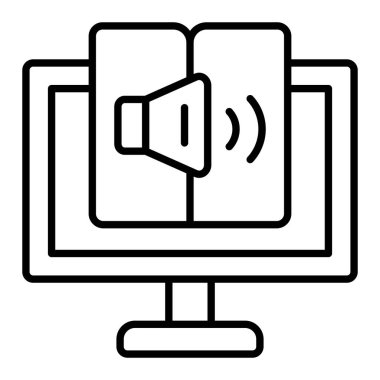 Audiobook satır simgesi, Basit Siyah ve Beyaz Vektör İllüstrasyonu