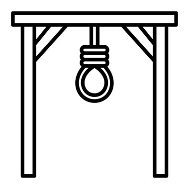 Darağacı Simgesi, Basit Siyah ve Beyaz Vektör İllüstrasyonu