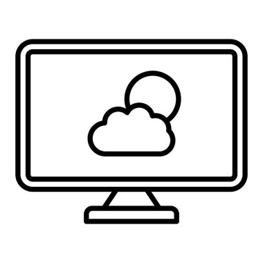 Meteoroloji Simgesi, Basit Siyah ve Beyaz Vektör İllüstrasyonu