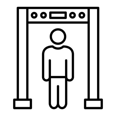 Güvenlik Kapısı Simgesi, Basit Siyah ve Beyaz Vektör İllüstrasyonu