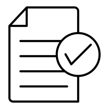 Onaylanmış Simge, Basit Siyah ve Beyaz Vektör İllüstrasyonu