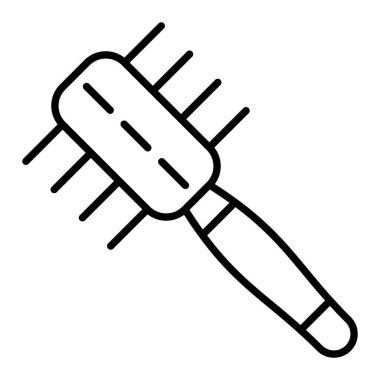 Saç Fırçası Simgesi, Basit Siyah ve Beyaz Vektör İllüstrasyonu