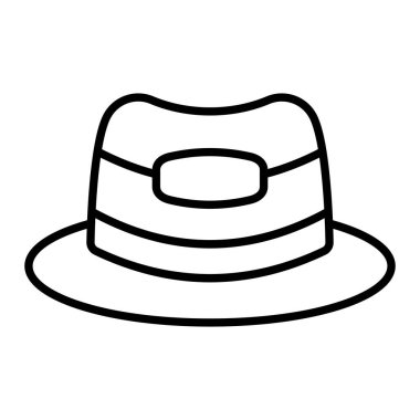 Şapka Simgesi, Basit Siyah ve Beyaz Vektör İllüstrasyonu